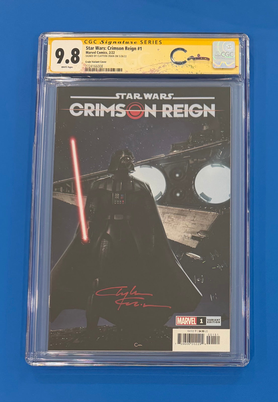 Star Wars Crimson Reign #1 CGC 9.8 Signed Clayton Crain Variant