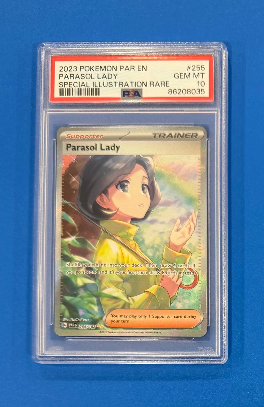 Pokemon Parasol Lady 255/182 Paradox Rift Holo Rare Trainer Special Illustration PSA 10